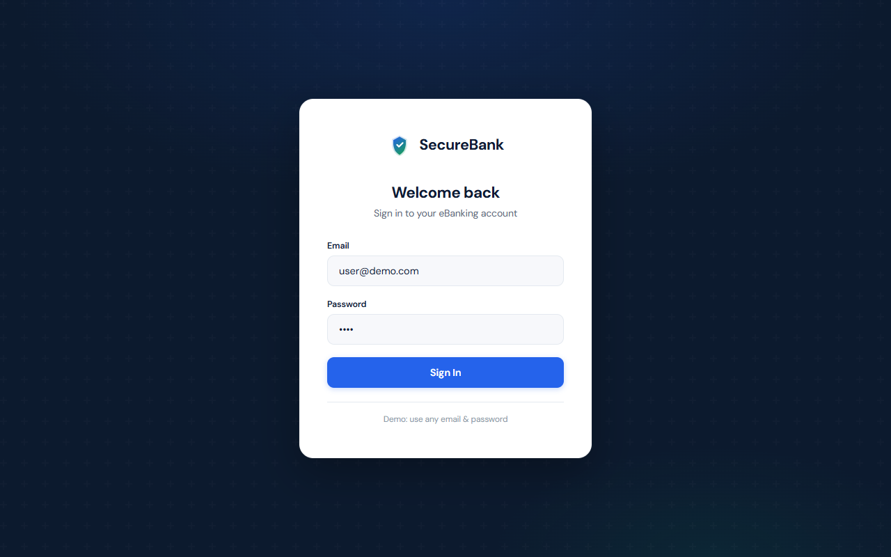 eBanking Portal screenshot